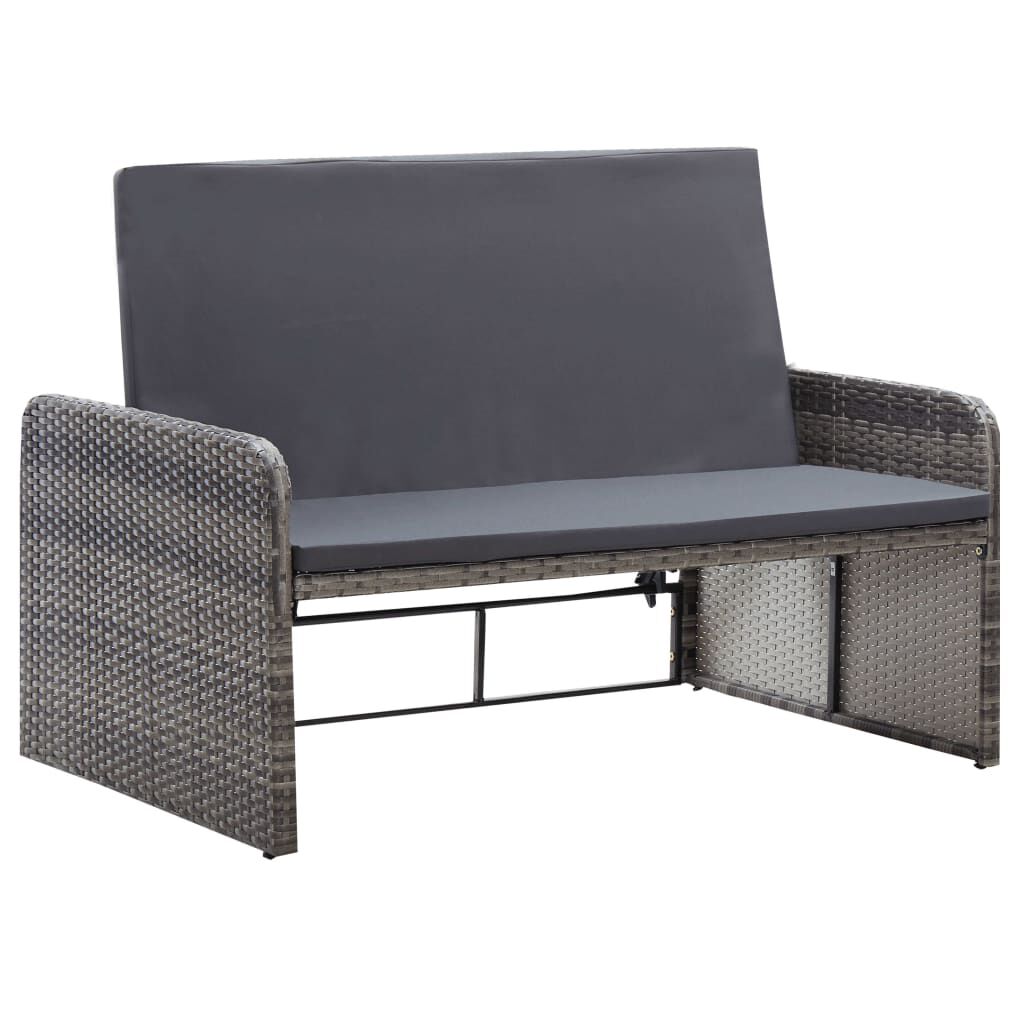 vidaXL 2 Piece Garden Lounge Set with Cushions Poly Rattan Grey