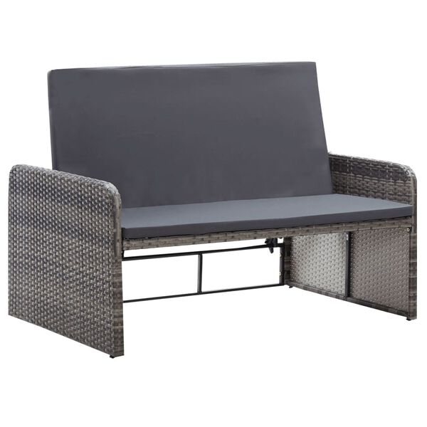 vidaXL 2 Piece Garden Lounge Set with Cushions Poly Rattan Grey