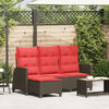 vidaXL Reclining Garden Sofa with Cushions L-shaped Brown Poly Rattan