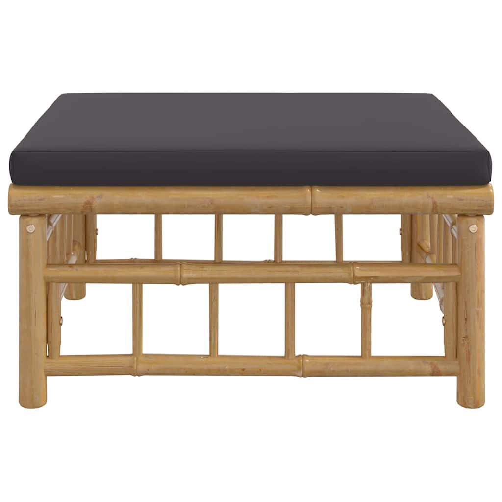 vidaXL Garden Footstool with Dark Grey Cushion Bamboo