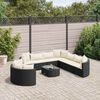 vidaXL 10 Piece Garden Sofa Set with Cushions Black Poly Rattan