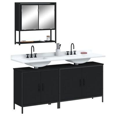 vidaXL 3 Piece Bathroom Furniture Set Black Engineered Wood