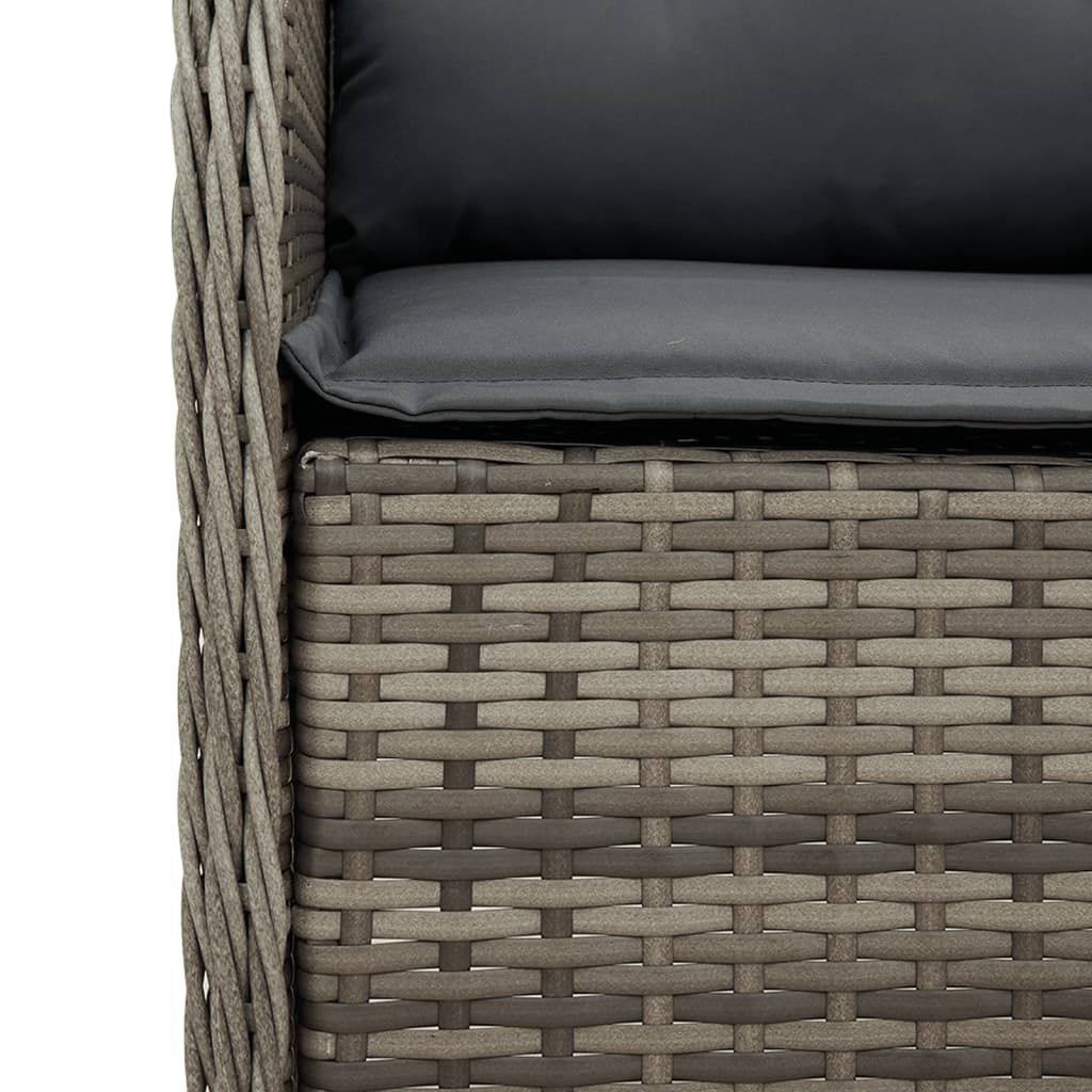 vidaXL 9 Piece Garden Dining Set with Cushions Grey Poly Rattan