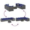 vidaXL 7 Piece Garden Lounge Set with Cushions Grey Poly Rattan