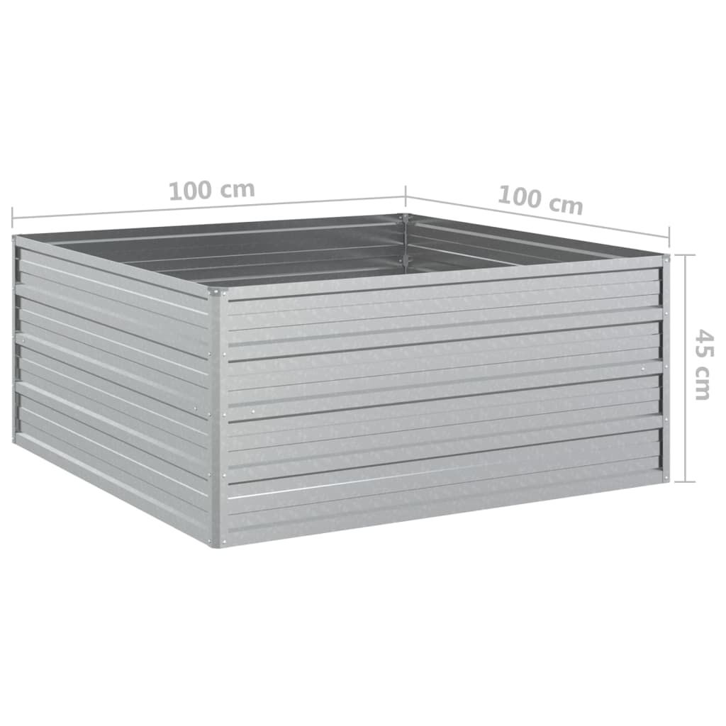 vidaXL Garden Raised Bed 100x100x45 cm Galvanized Steel Silver