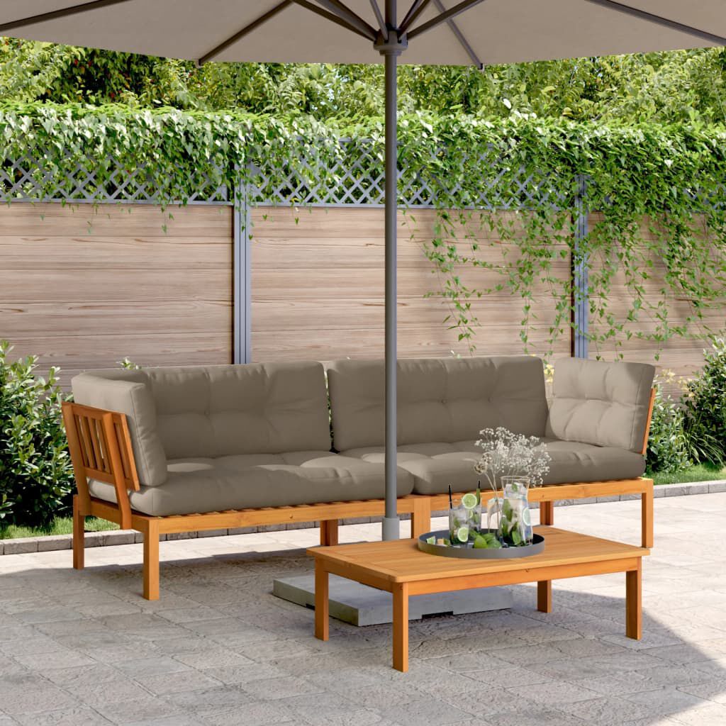 vidaXL Garden Pallet Corner Sofas with Cushions 2 pcs Solid Wood Acacia
