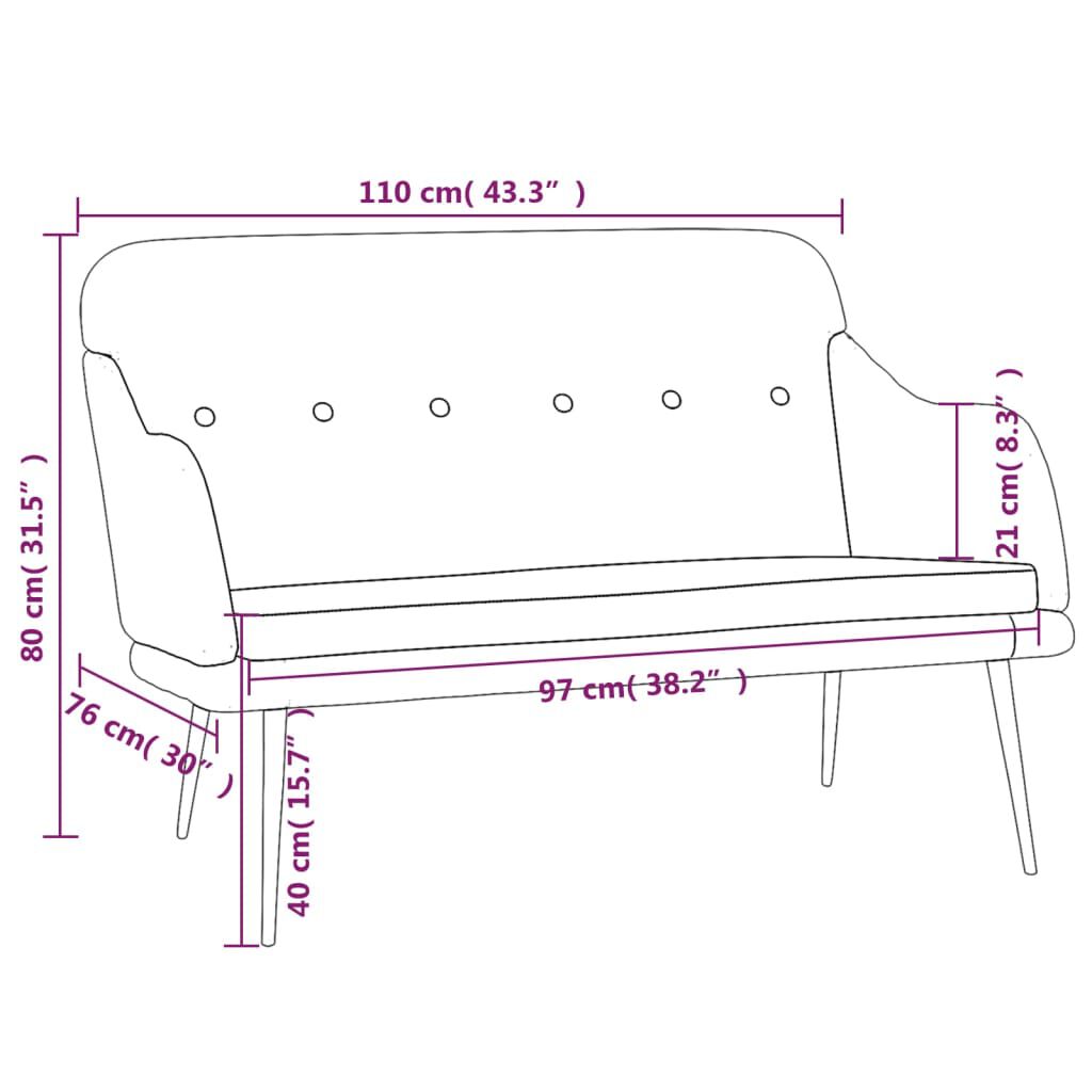 vidaXL Bench Dark Grey 110x76x80 cm Fabric
