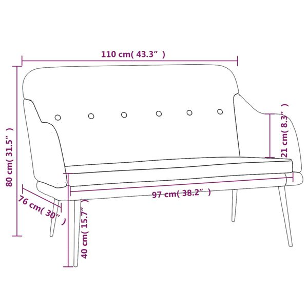 vidaXL Bench Dark Grey 110x76x80 cm Fabric