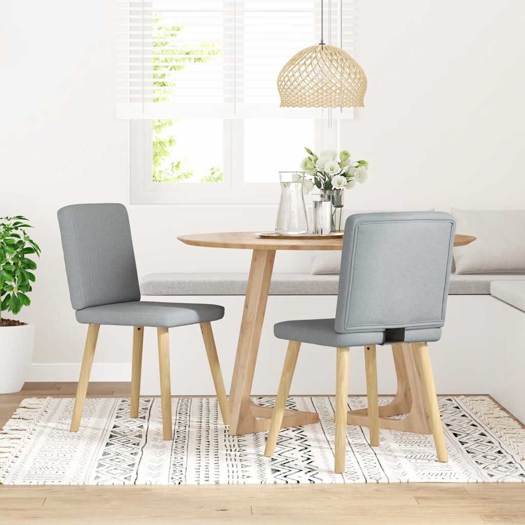 vidaXL Dining Chairs 2 pcs Light Grey Fabric