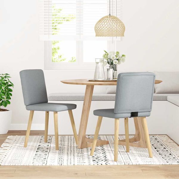 vidaXL Dining Chairs 2 pcs Light Grey Fabric