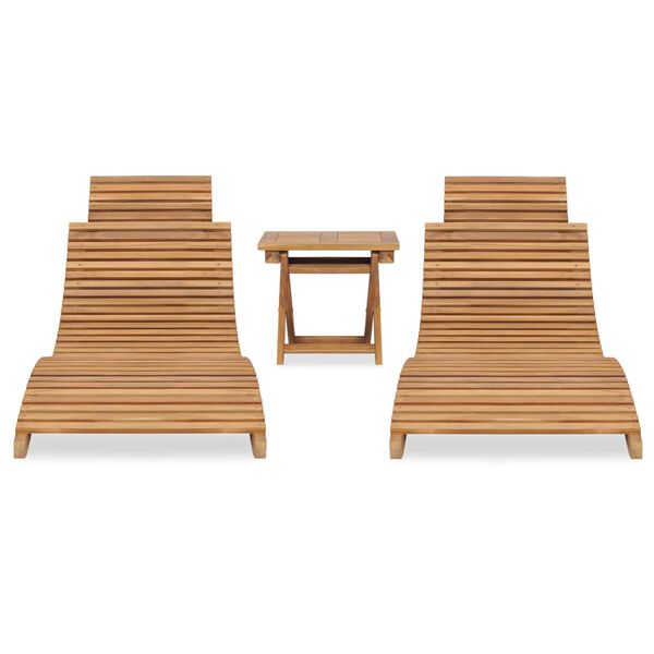 vidaXL 3 Piece Folding Garden Lounge Set Solid Teak Wood