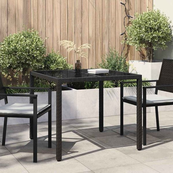 vidaXL Garden Dining Table Black 90 x 90 x 75 cm Poly rattan