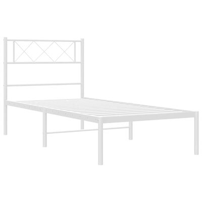 vidaXL Metal Bed Frame without Mattress with Headboard White 100x190cm