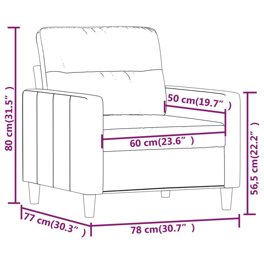 vidaXL Sofa Chair Light Grey 60 cm Fabric
