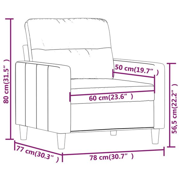 vidaXL Sofa Chair Light Grey 60 cm Fabric