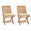 vidaXL Folding Chairs 2 pcs with Cream White Cushions Solid Teak Wood