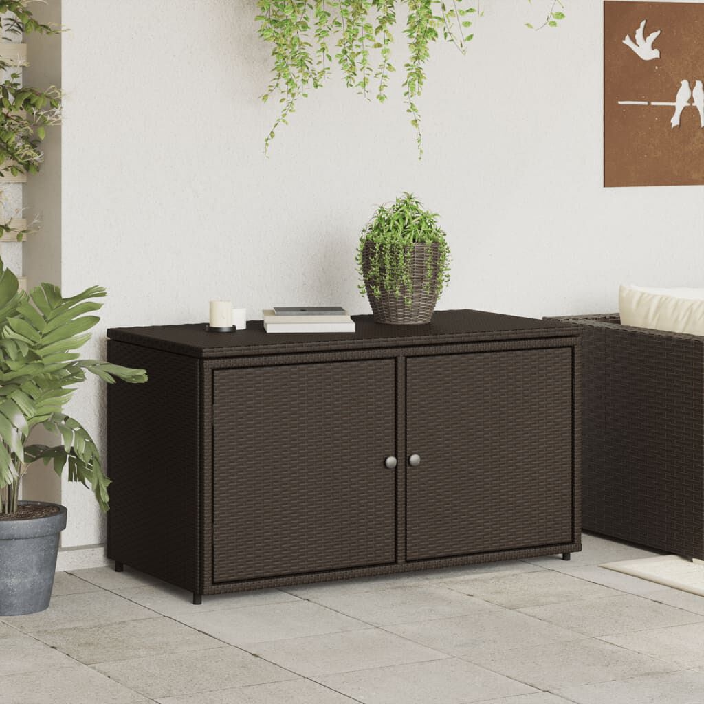 vidaXL Garden Storage Cabinet Brown 110x55x60.5 cm Poly Rattan