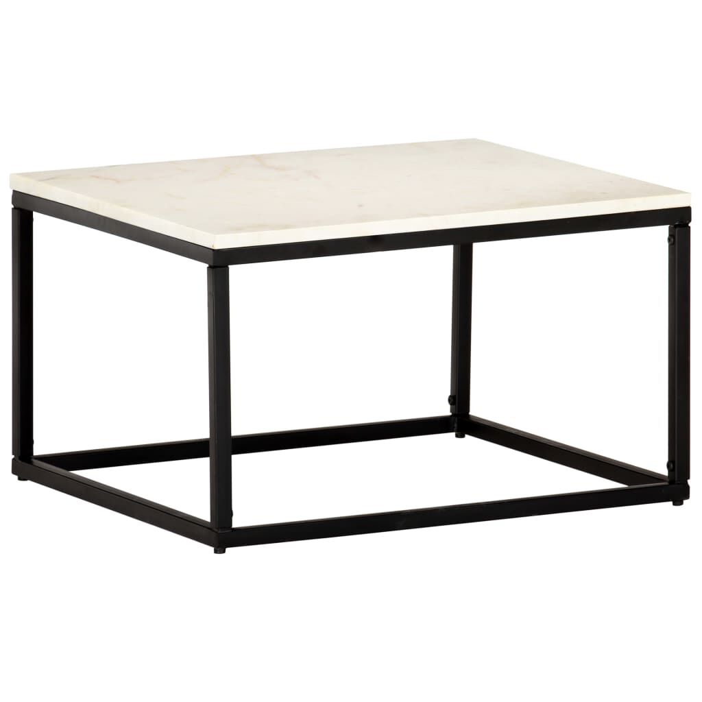 vidaXL Coffee Table White 60x60x35 cm Real Stone with Marble Texture