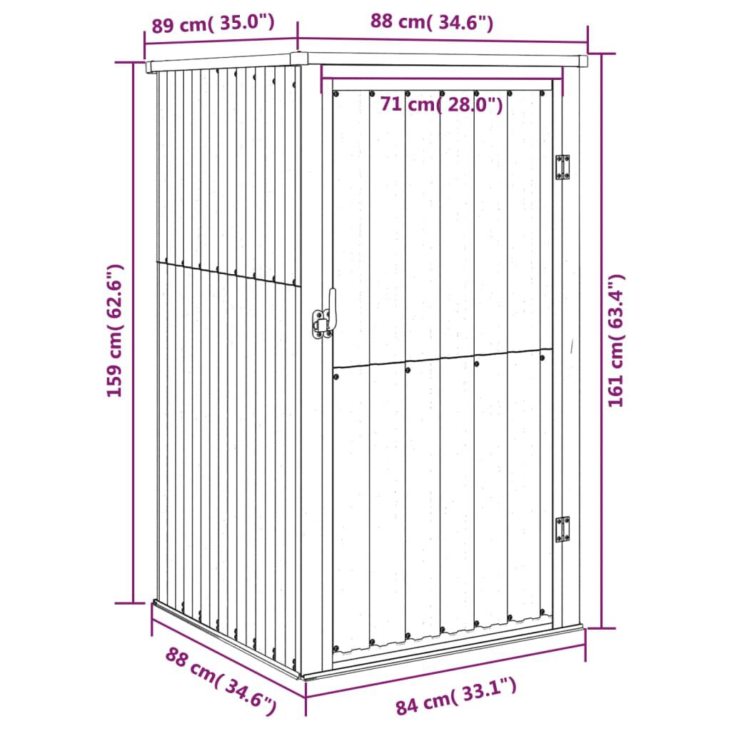 vidaXL Garden Tool Shed Anthracite 88x89x161 cm Galvanised Steel