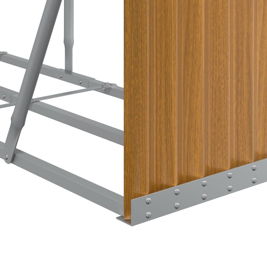 vidaXL Log Holder Light Brown 300x45x100 cm Galvanised Steel