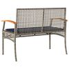 vidaXL Garden Bench with Cushion Grey Poly Rattan Acacia Wood