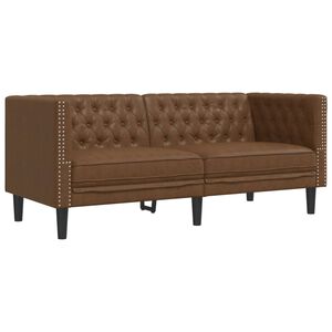 vidaXL Chesterfield Sofa 2-Seater Brown Faux Suede Leather