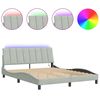 vidaXL Bed Frame with LED without Mattress "Hanko" Light Grey 152x203 cm Velvet