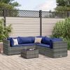 vidaXL 6 Piece Garden Lounge Set with Cushions Grey Poly Rattan