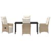 vidaXL Garden Dining Set with Cushion 5 pcs Beige Poly Rattan