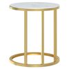 vidaXL Side Table Gold and White Marble 45 cm Tempered Glass