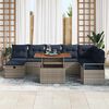 vidaXL Garden Sofa Set with Cushion 9 pcs Grey Poly Rattan