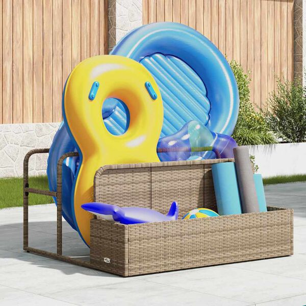 vidaXL Poolside Float Storage Beige 110x100x57 cm Poly Rattan