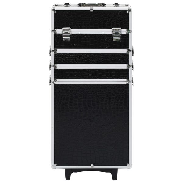 vidaXL Make-up Trolley Aluminium Black with Crocodile Pattern