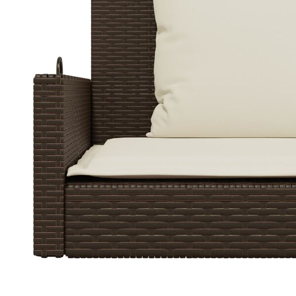 vidaXL Swing Bench with Cushions Brown 119x56x48 cm Poly Rattan