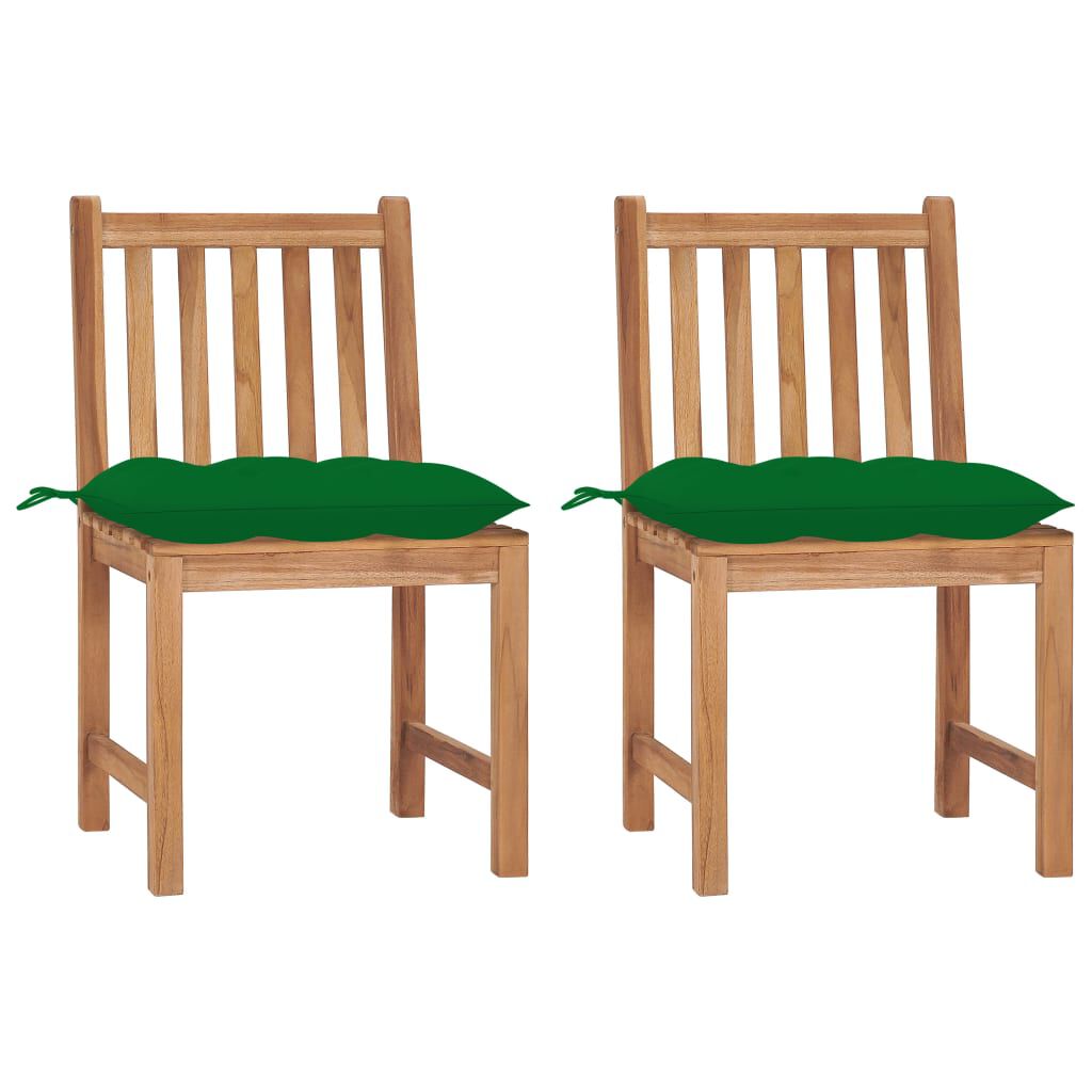 vidaXL Garden Chairs 2 pcs with Cushions Solid Teak Wood