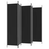 vidaXL 5-Panel Room Divider Black 250x200 cm Fabric