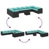vidaXL 11 Piece Garden Sofa Set with Cushions Black Poly Rattan