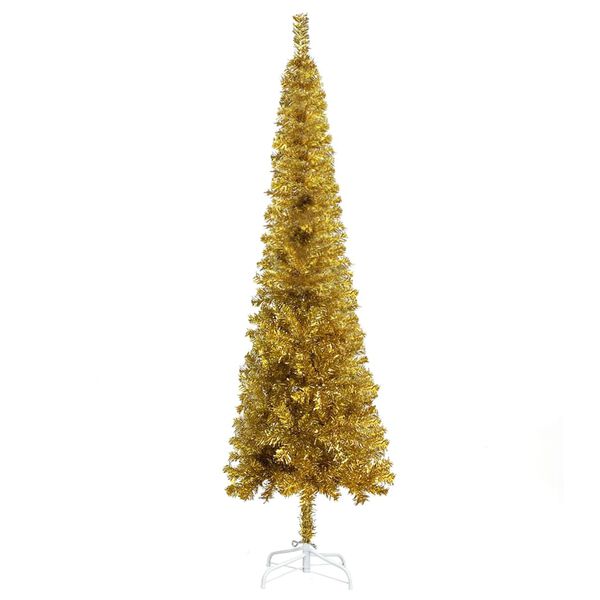 vidaXL Slim Christmas Tree Gold 150 cm