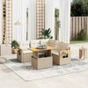 vidaXL 6 Piece Garden Sofa Set with Cushions Beige Poly Rattan