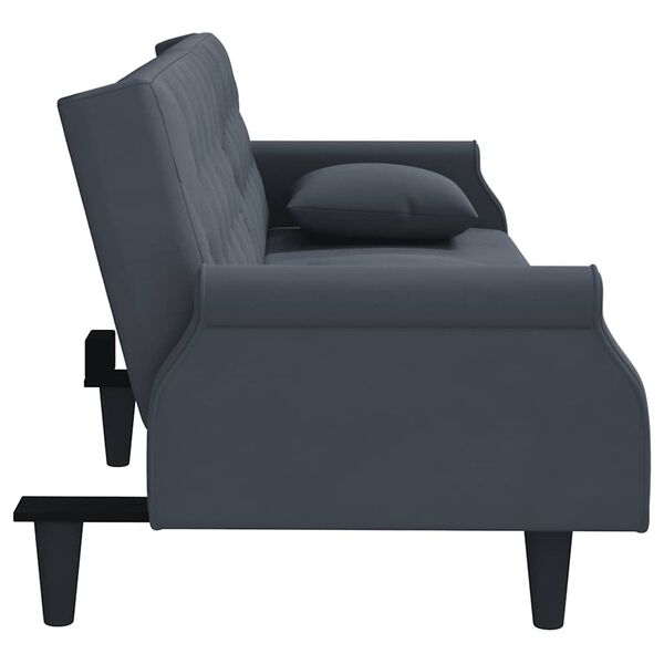 vidaXL Sofa Bed with Armrests Dark Grey Velvet