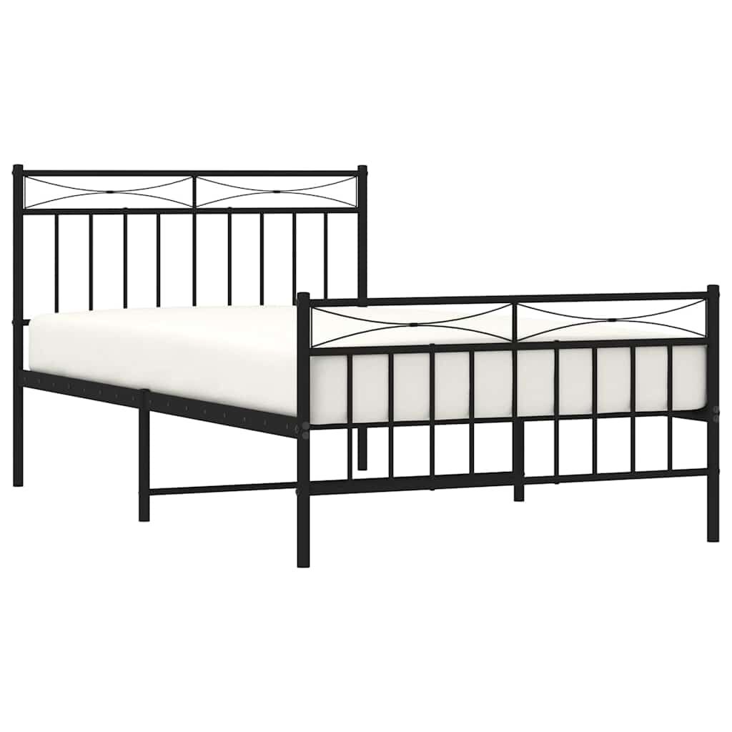 vidaXL Metal Bed Frame without Mattress with Footboard Black 100x200cm