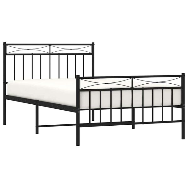 vidaXL Metal Bed Frame without Mattress with Footboard Black 100x200cm