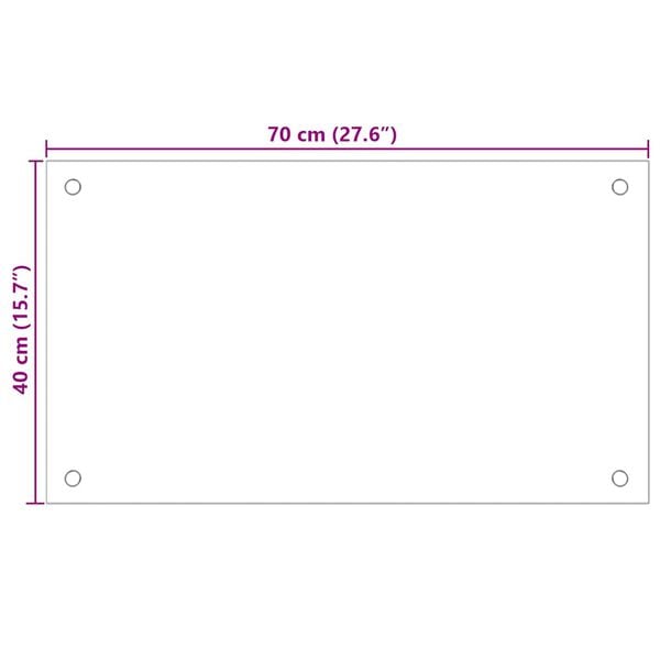vidaXL Kitchen Backsplash Transparent 70 x 40 cm Tempered Glass