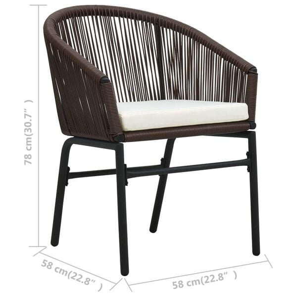 vidaXL Garden Chairs 2 pcs Brown PE Rattan