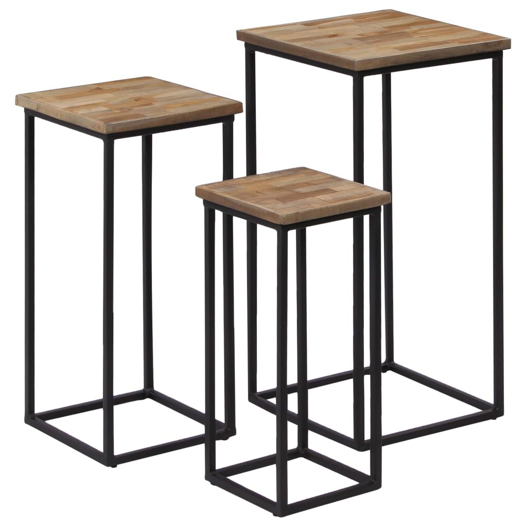 vidaXL 3 Piece Plant Table Set Reclaimed Teak