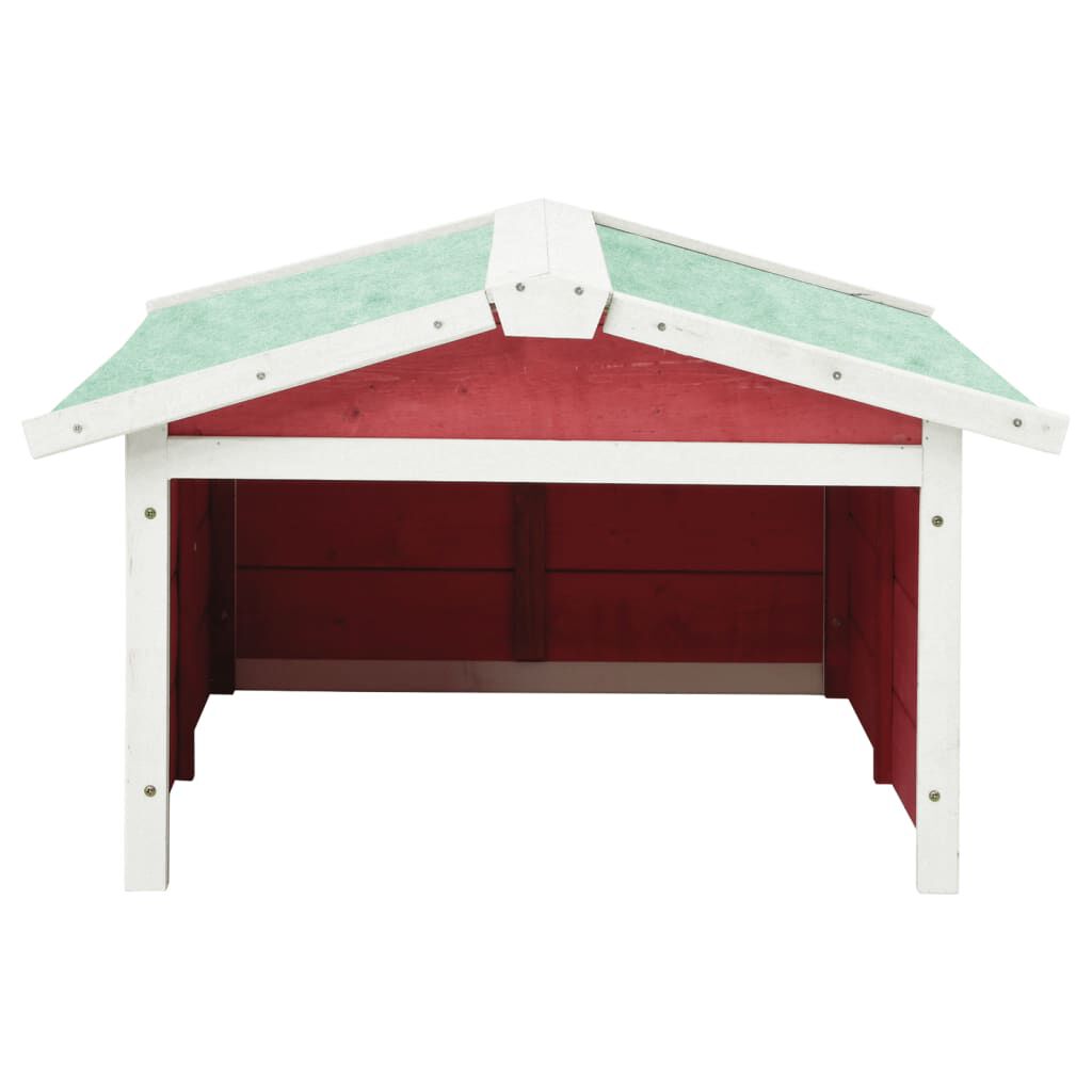 vidaXL Robotic Lawn Mower Garage 72x87x50 cm Red and White Firwood