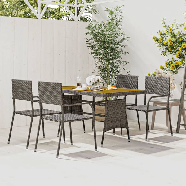 vidaXL 5 Piece Outdoor Dining Set Poly Rattan Grey