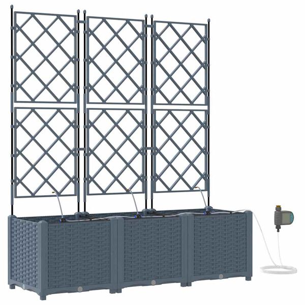 vidaXL Garden Planter 3 pcs LiGht Grey Plastic