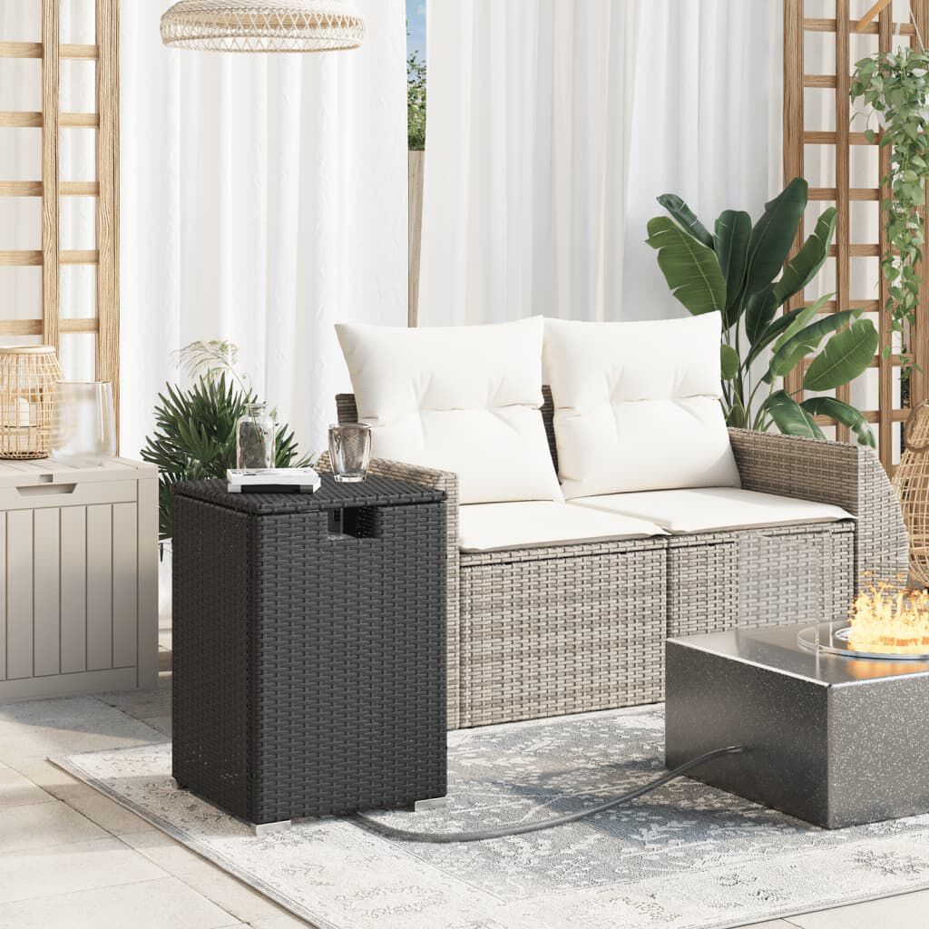 vidaXL Propane Tank Cover Table Black 40x40x60 cm Poly Rattan