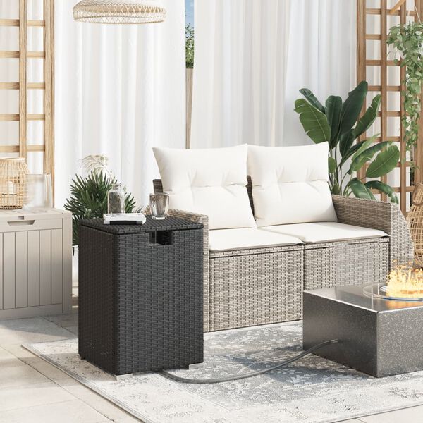 vidaXL Propane Tank Cover Table Black 40x40x60 cm Poly Rattan